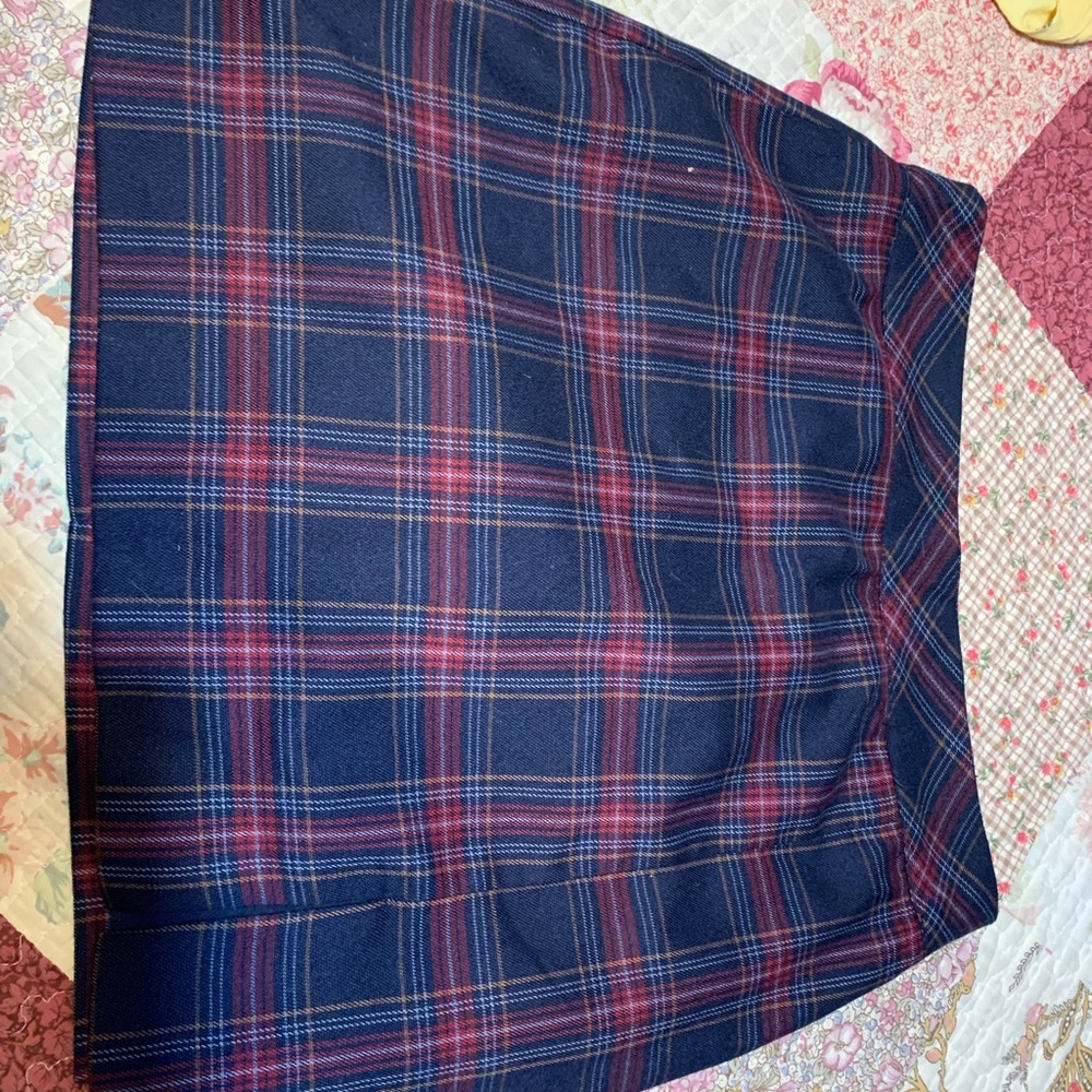 Forever 21 Navy and Red Plaid Mini Skirt
